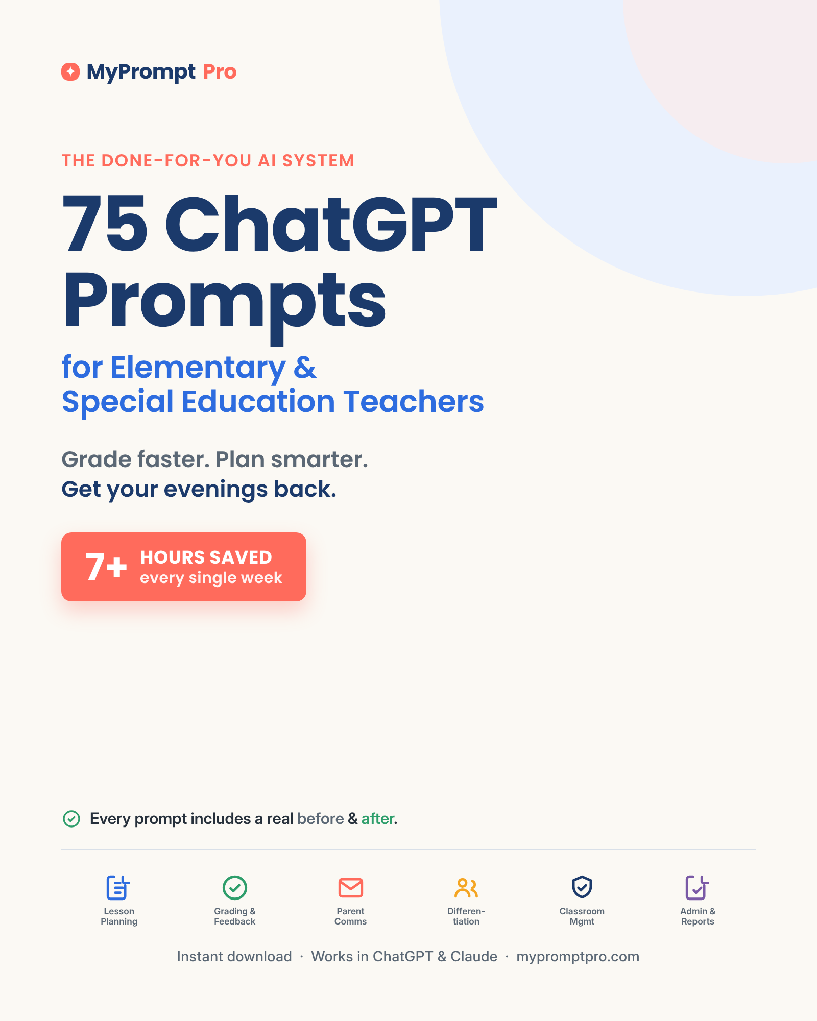 75 ChatGPT Prompts for Elementary & Special Education Teachers — product cover